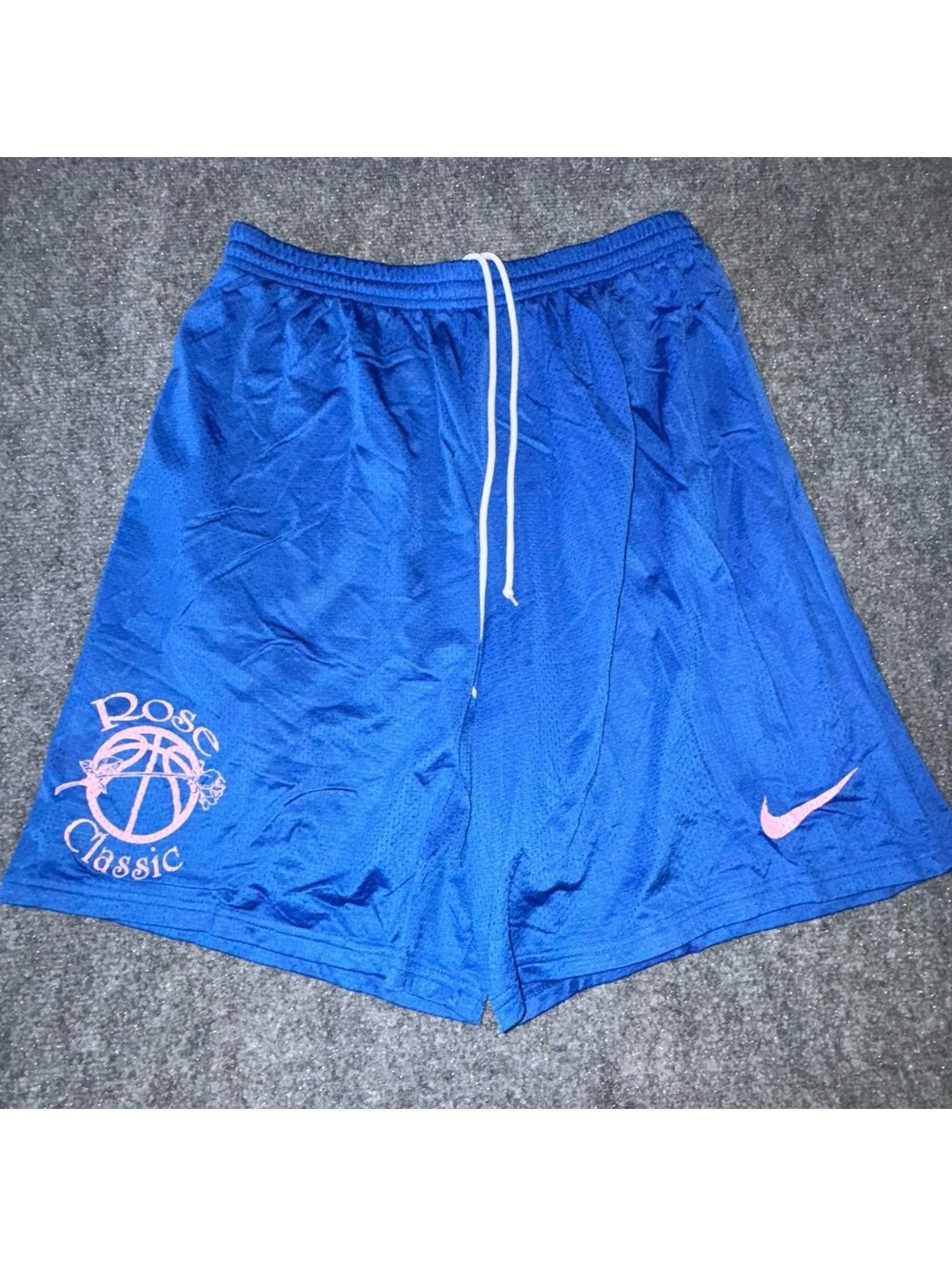 Nike Rose Classic Blue Baggy Mesh Hoop Shorts Mens LG Vtg y2k 90s Rare